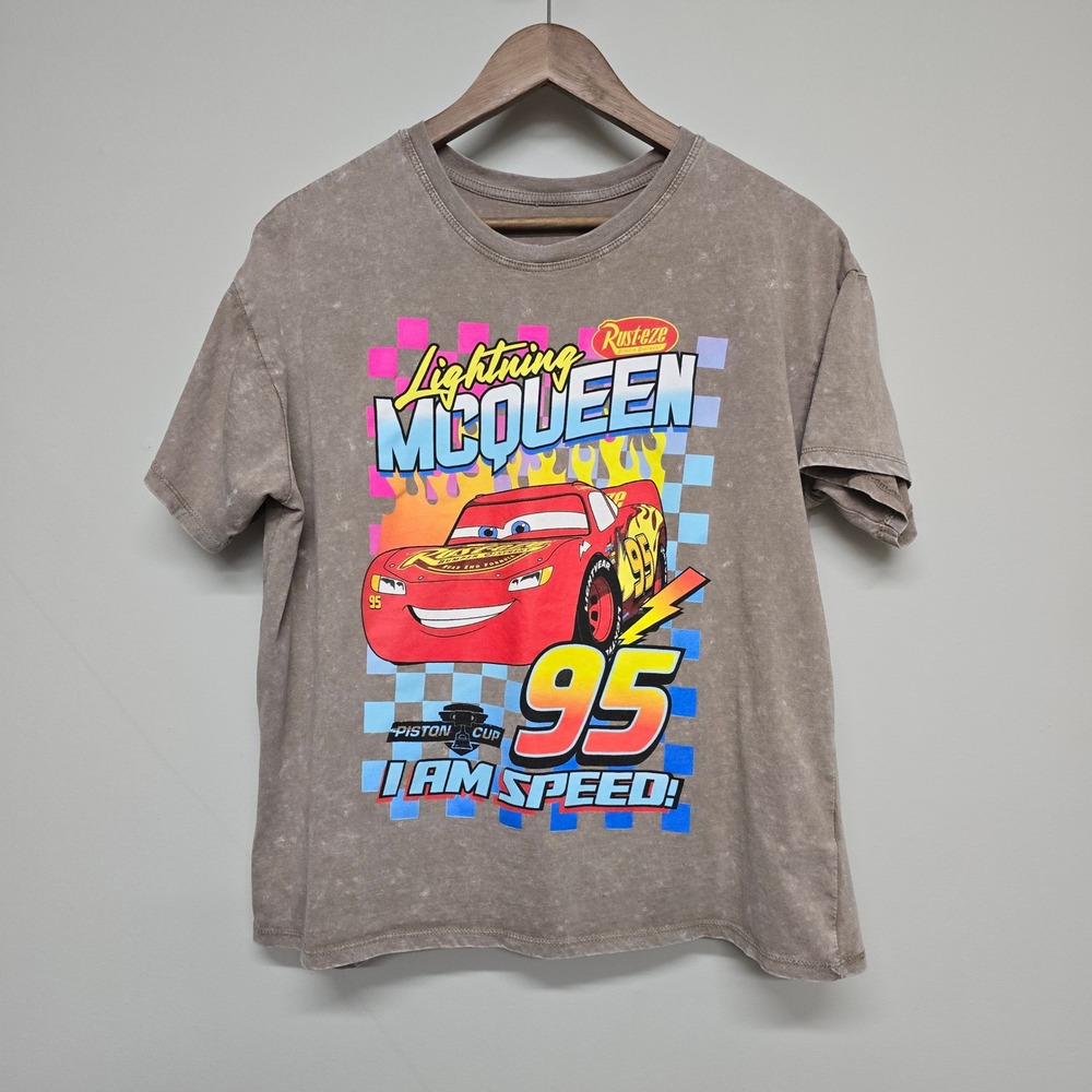Disney Pixar Cars Lightning McQueen Shirt Mens Medium Brown #95 I Am Speed